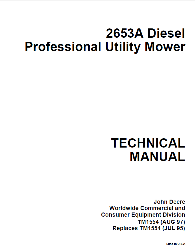 John Deere 2653A Diesel Professional Utility Mower TM1554